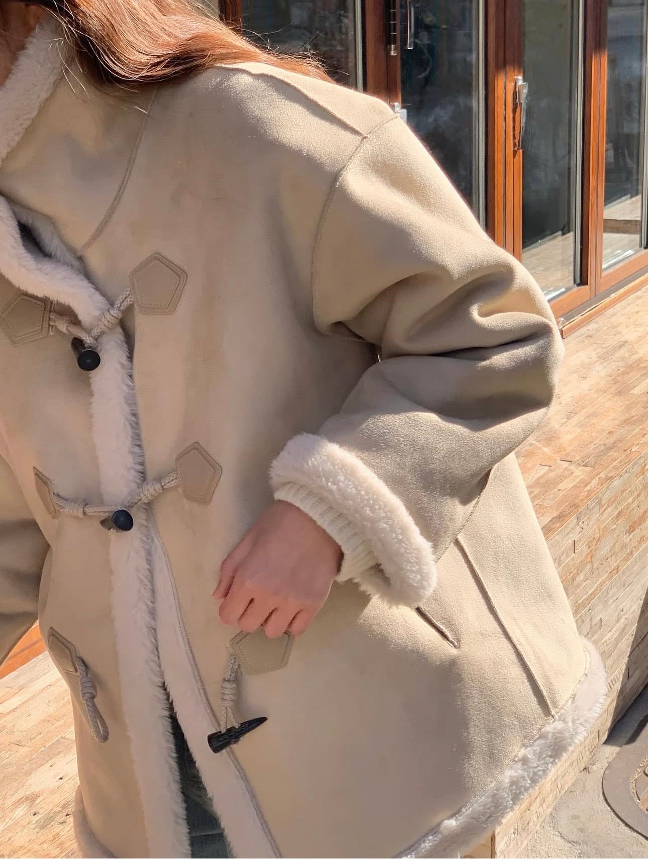 High-neck duffel reversible mustang