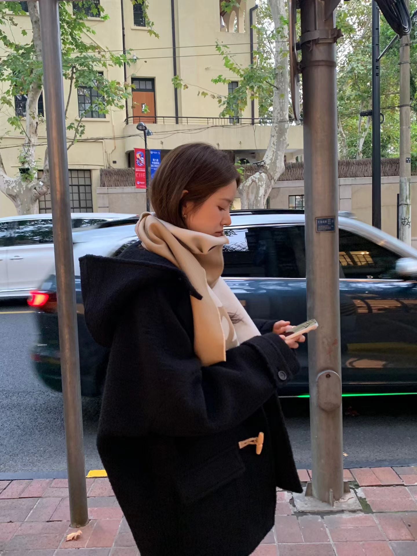 Ounce baby alpaca hood duffel coat-2col