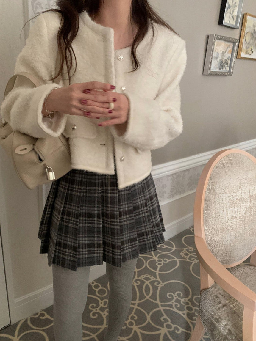 snug wool tweed jacket-2col