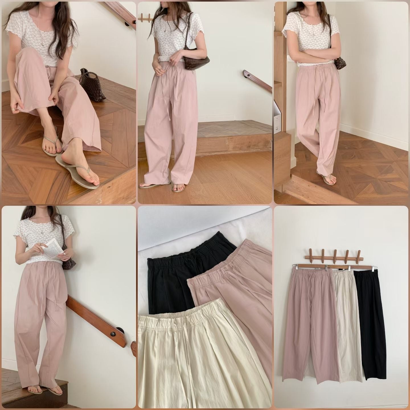Curve banding pants-3col