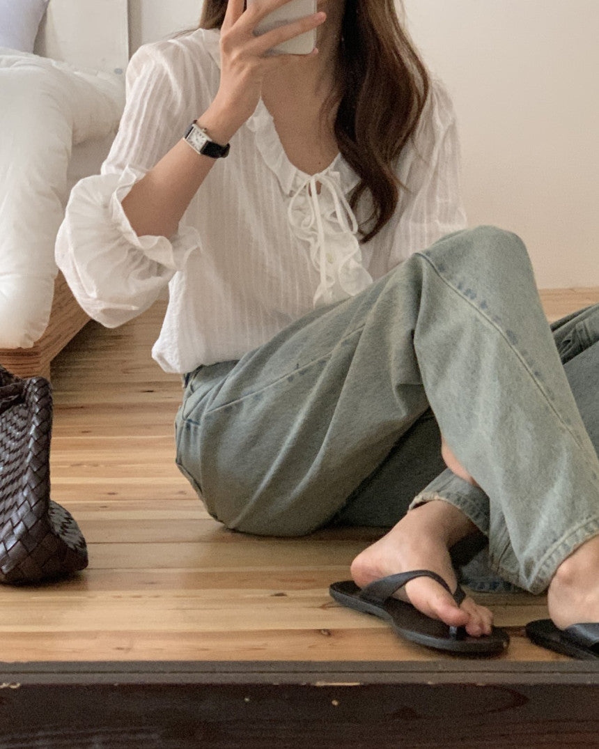 Riel ruffle blouse-2col