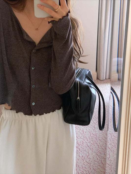 liter moss wool frill cardigan-3col
