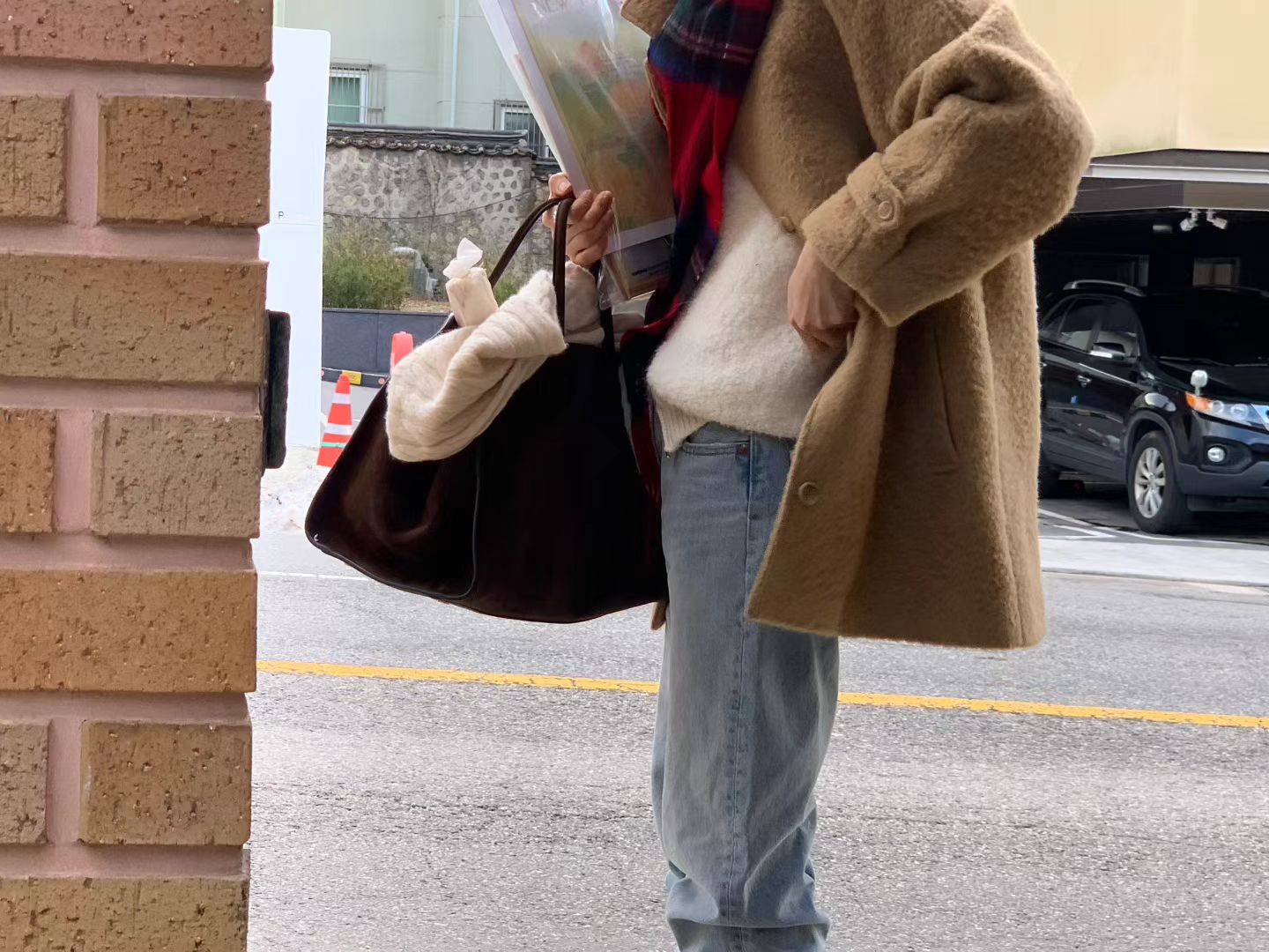 Ounce check wool muffler-3col