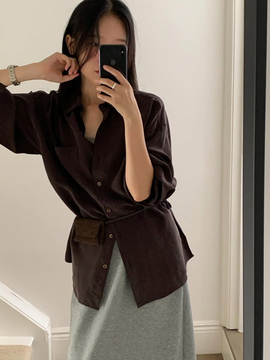 Shine silky blouse-4col
