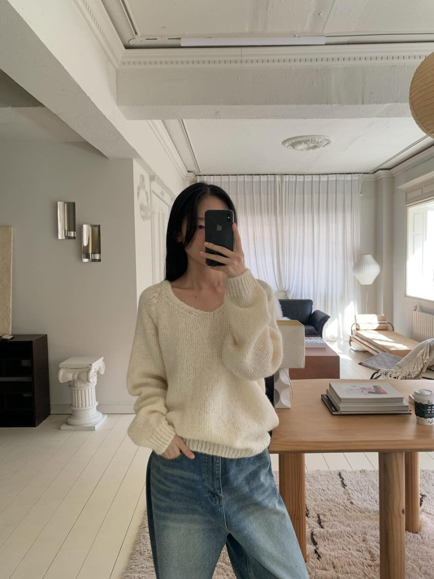 Pony wool 2way v-knit cardigan-3col