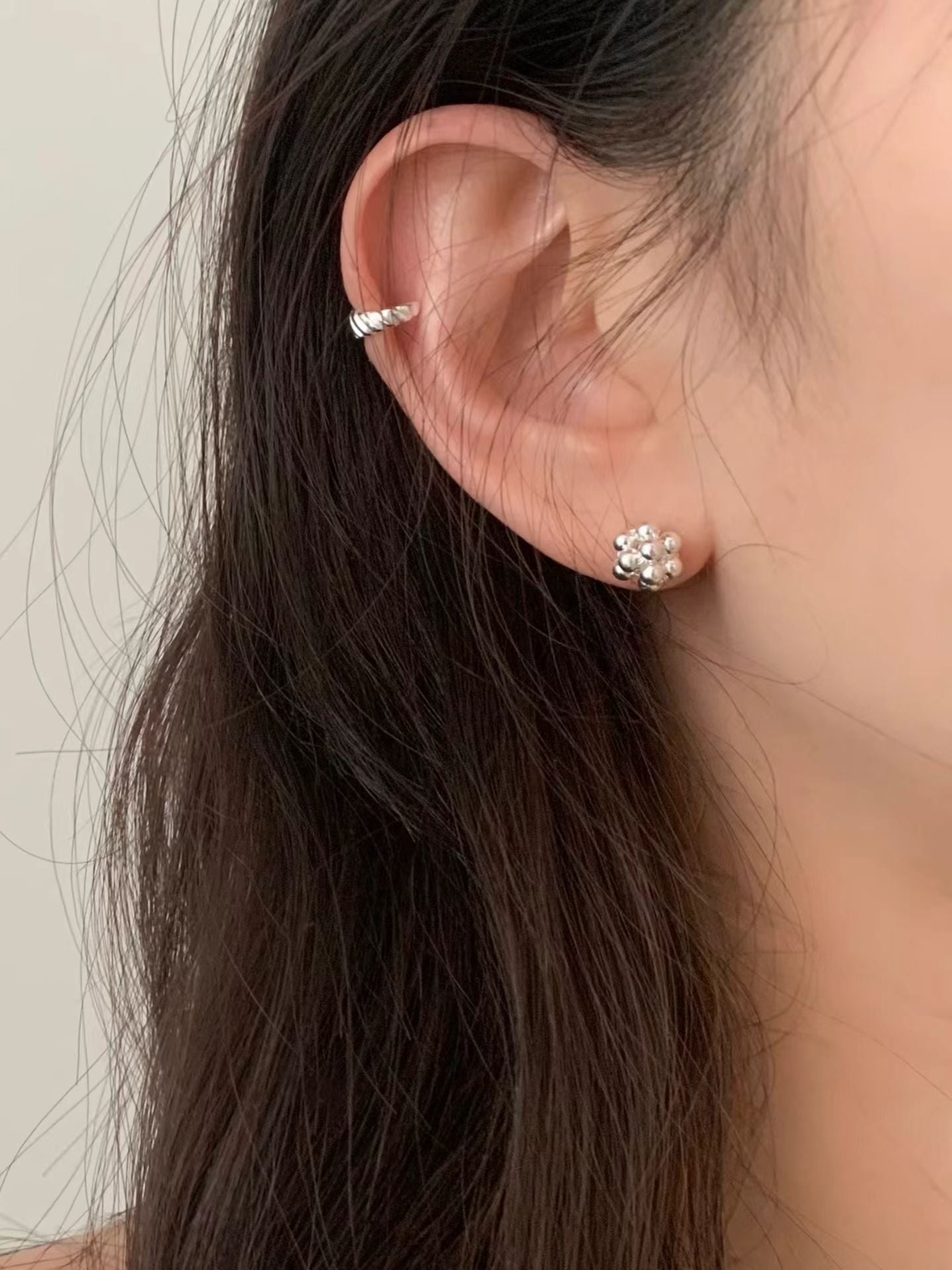 Grape Silver Ball Earring
