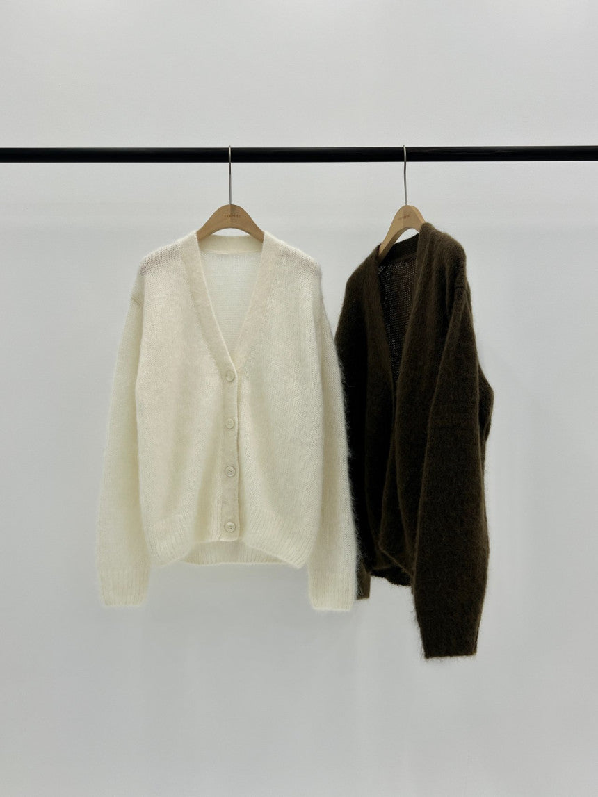 Amelie brushed mohair cardigan-2col
