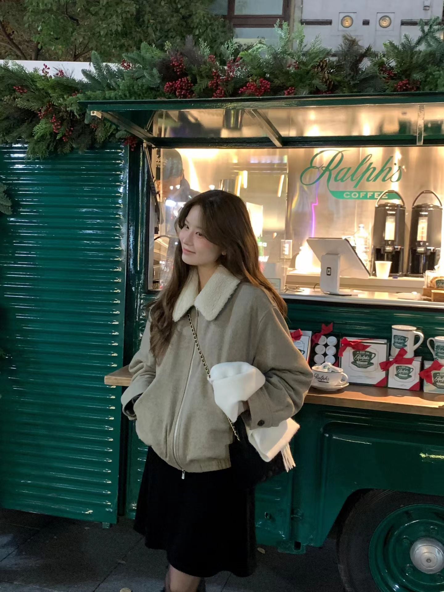 Ounce teddy wool fur Collar jacket-2col