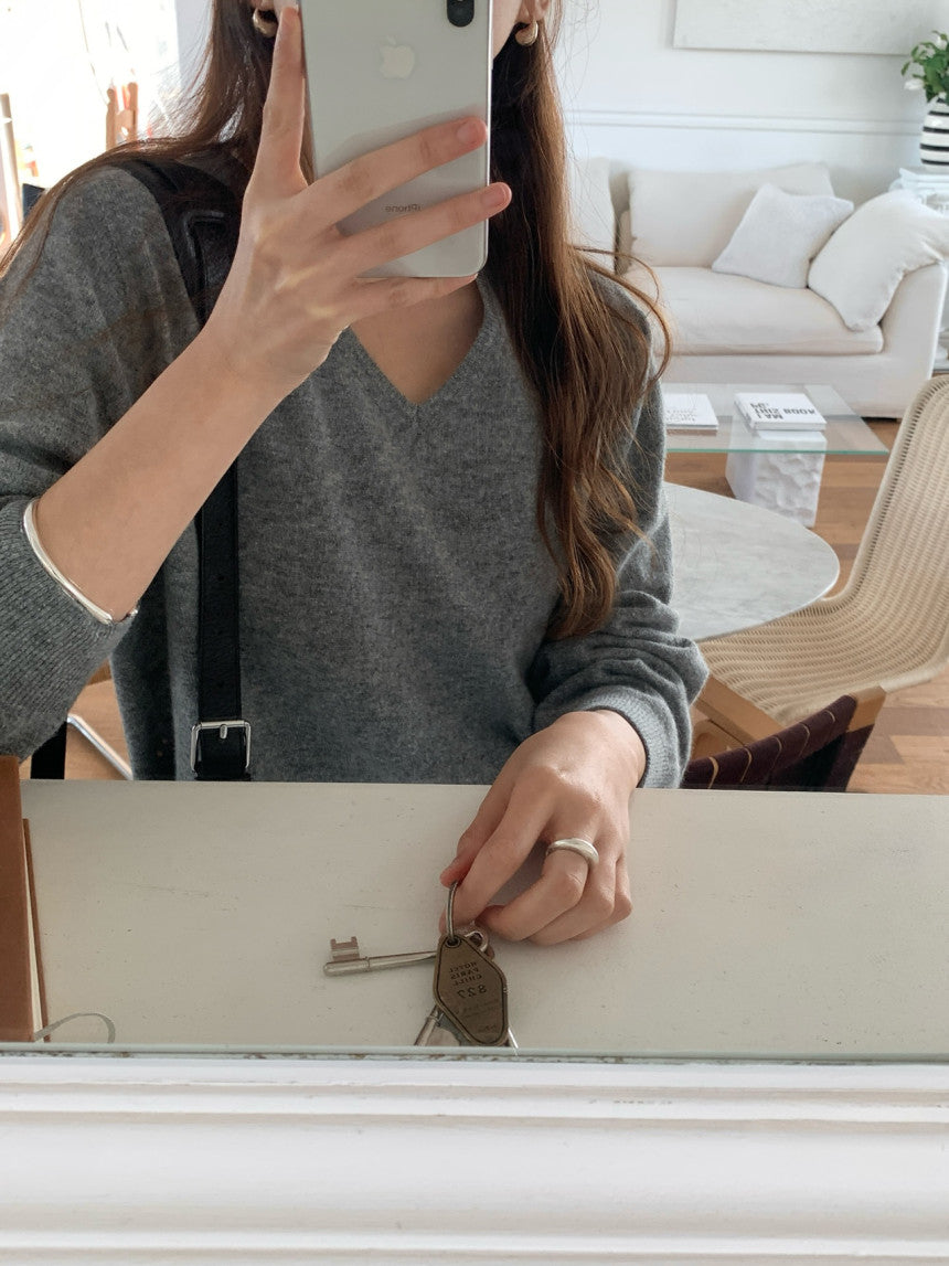 Adele wholegar cash v-neck knit-5col