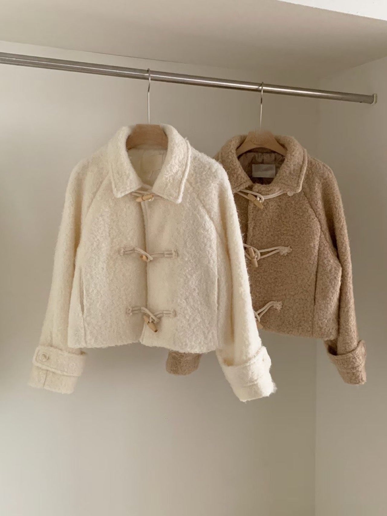 boucle wool duffel coat-2col