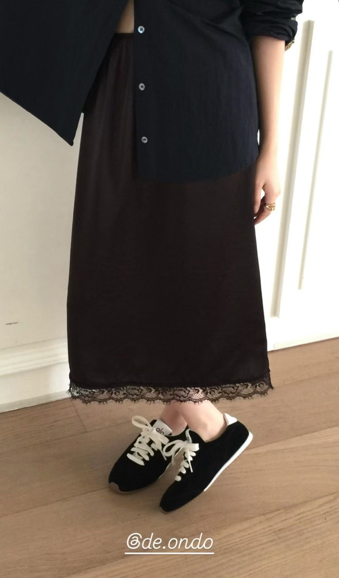 satin lace skirt-3col
