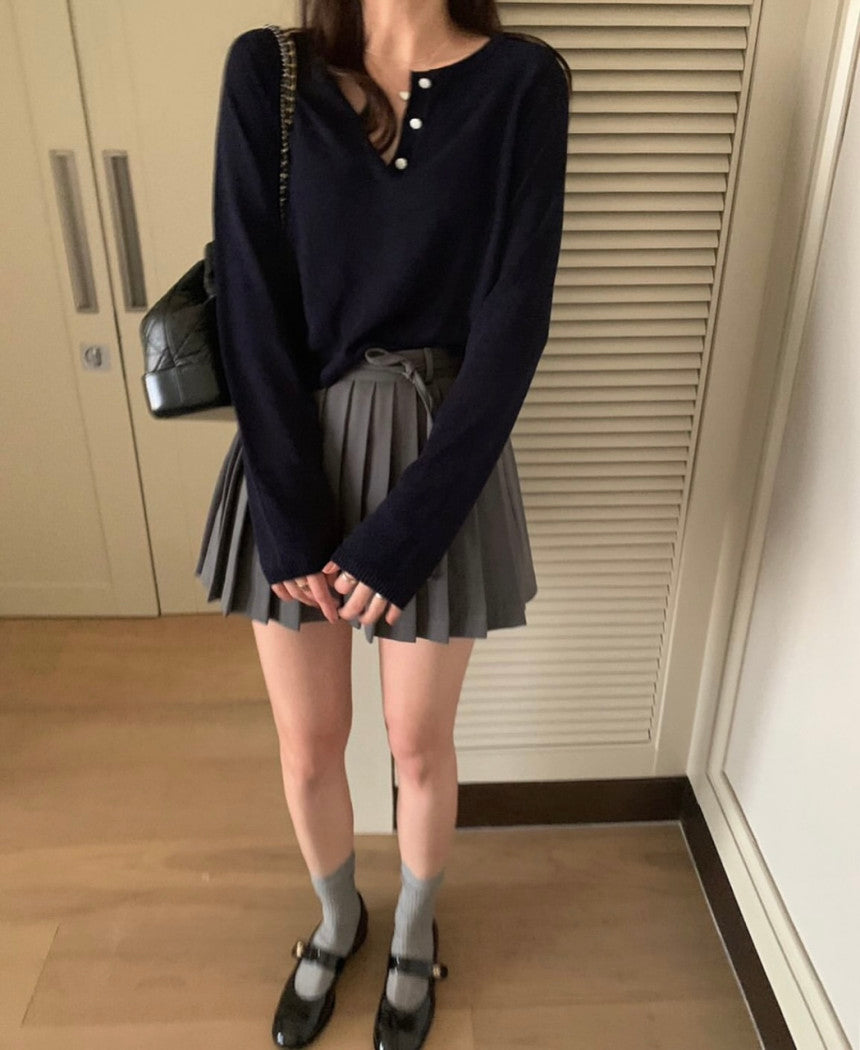 Melting button knit-4col