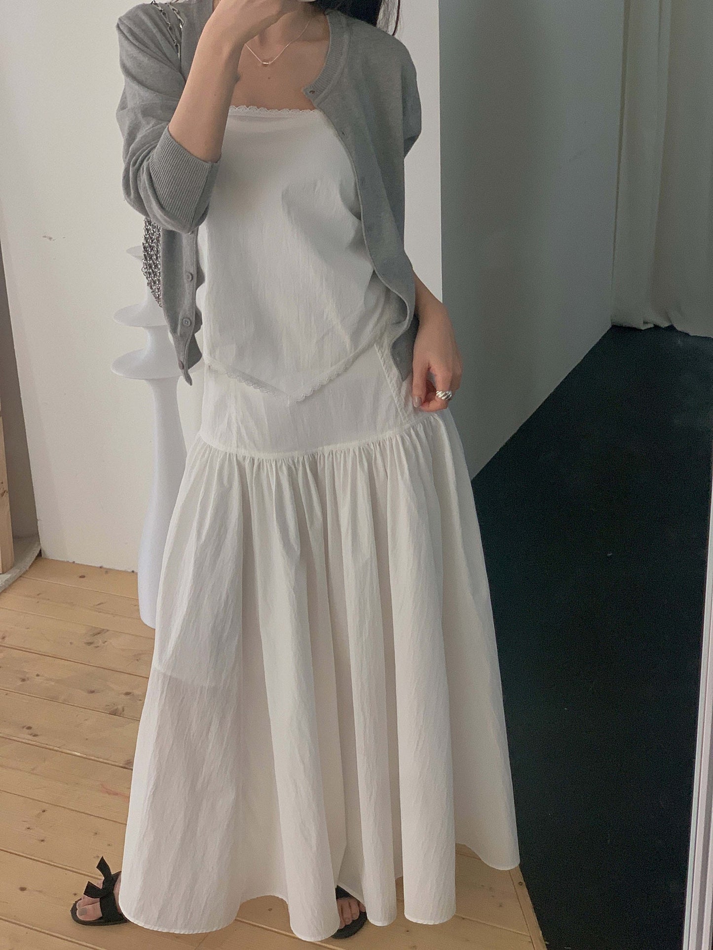 angle scarf&skirt set-2col