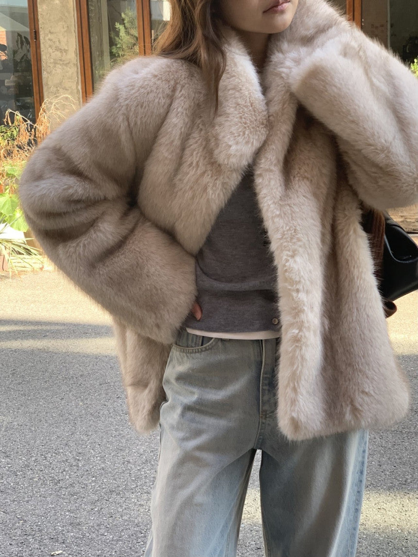 Birkin high neck linkning soft fur jacket