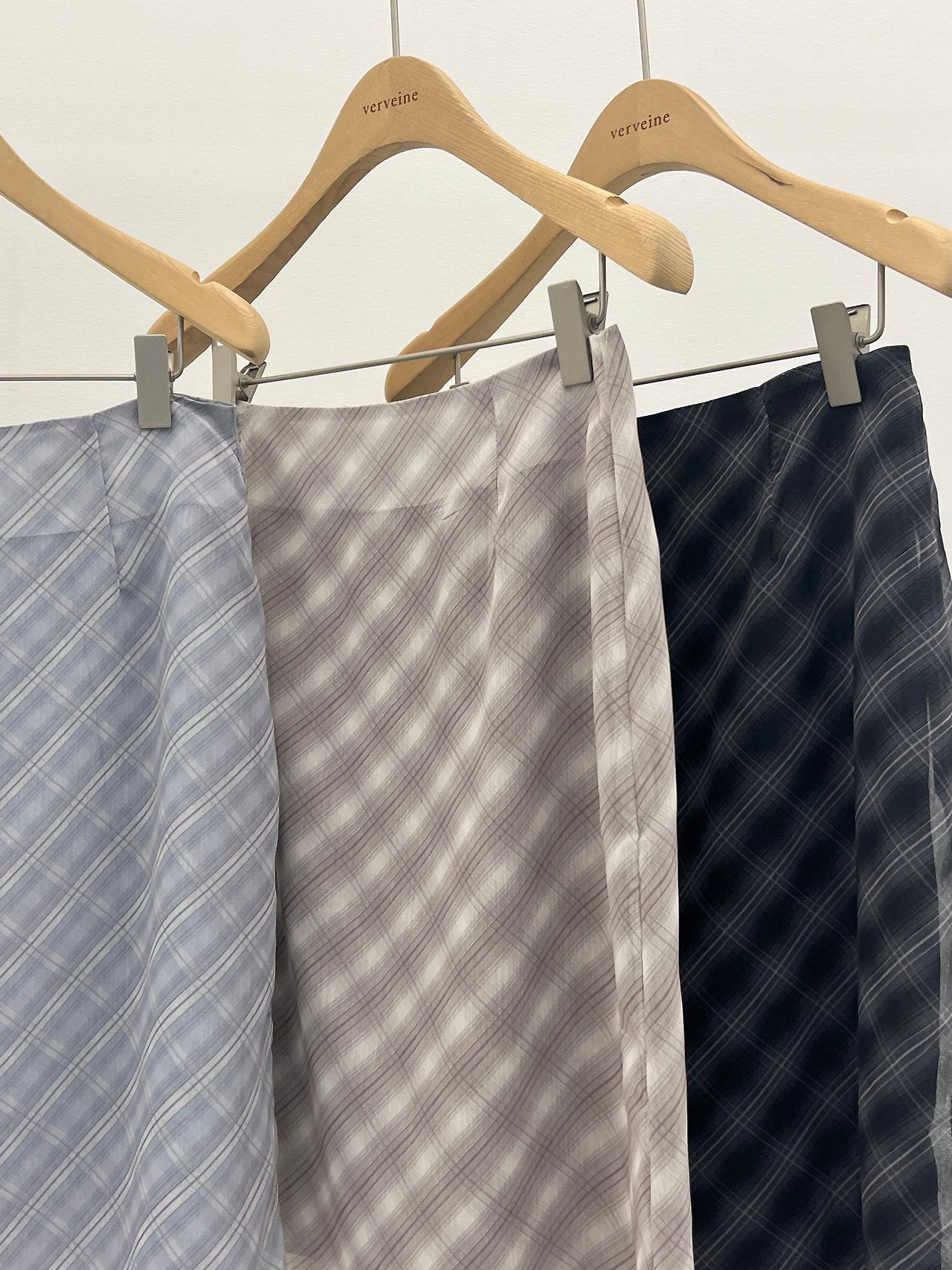 Loen check midi skirt-3col