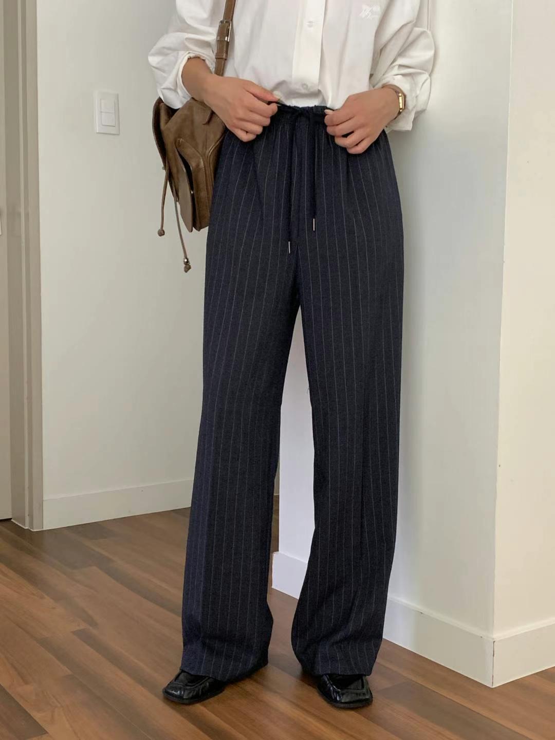 wool stripe slacks-2col/ショート丈あり