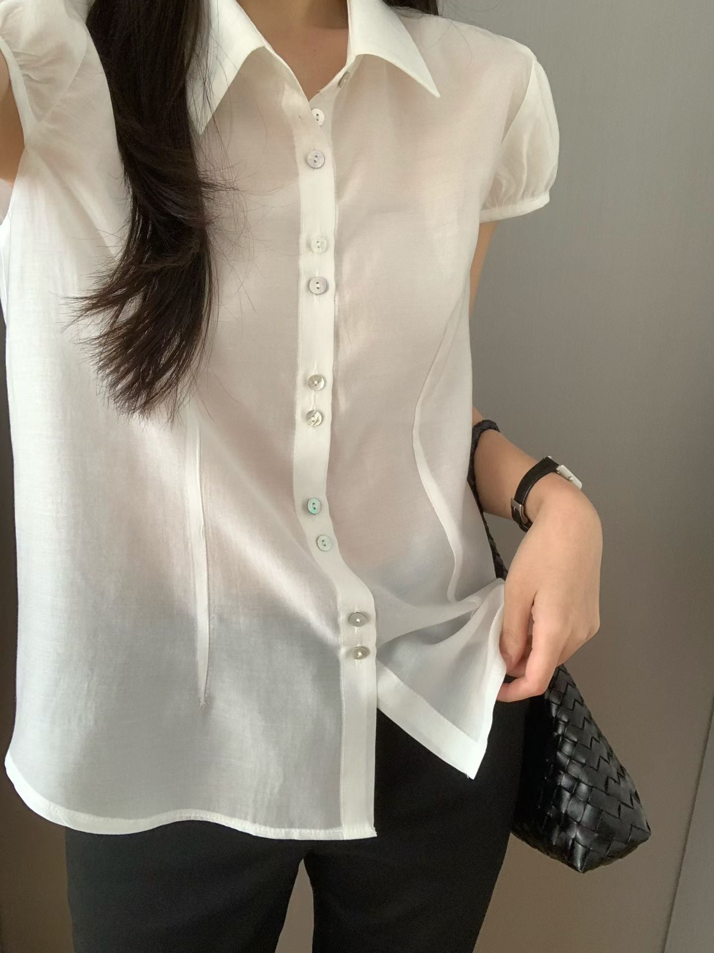 niel two button blouse-2col