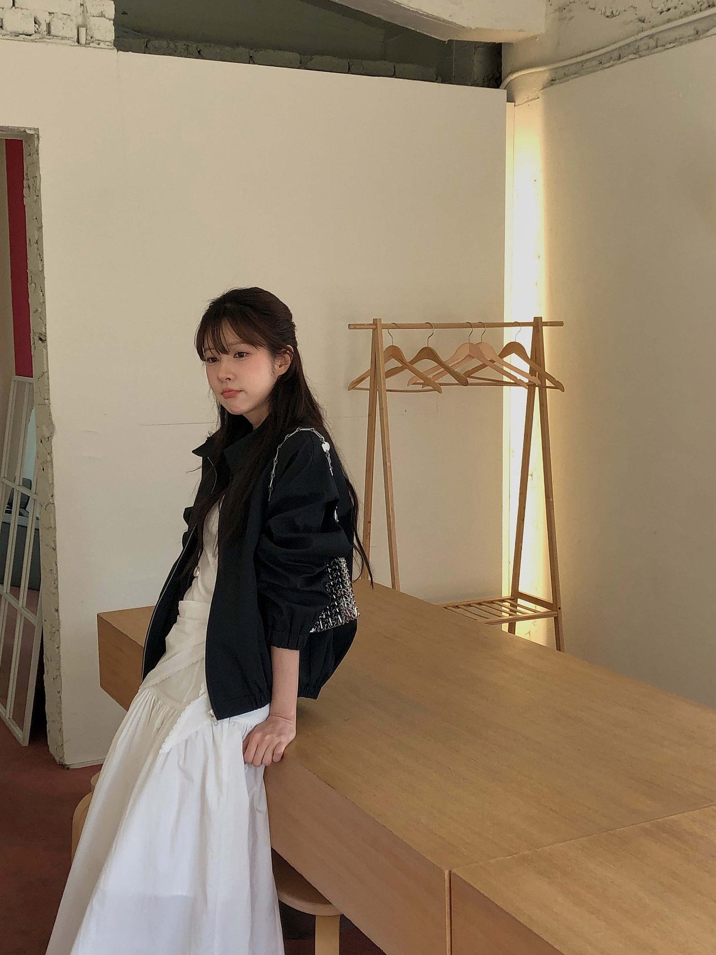 angle scarf&skirt set-2col