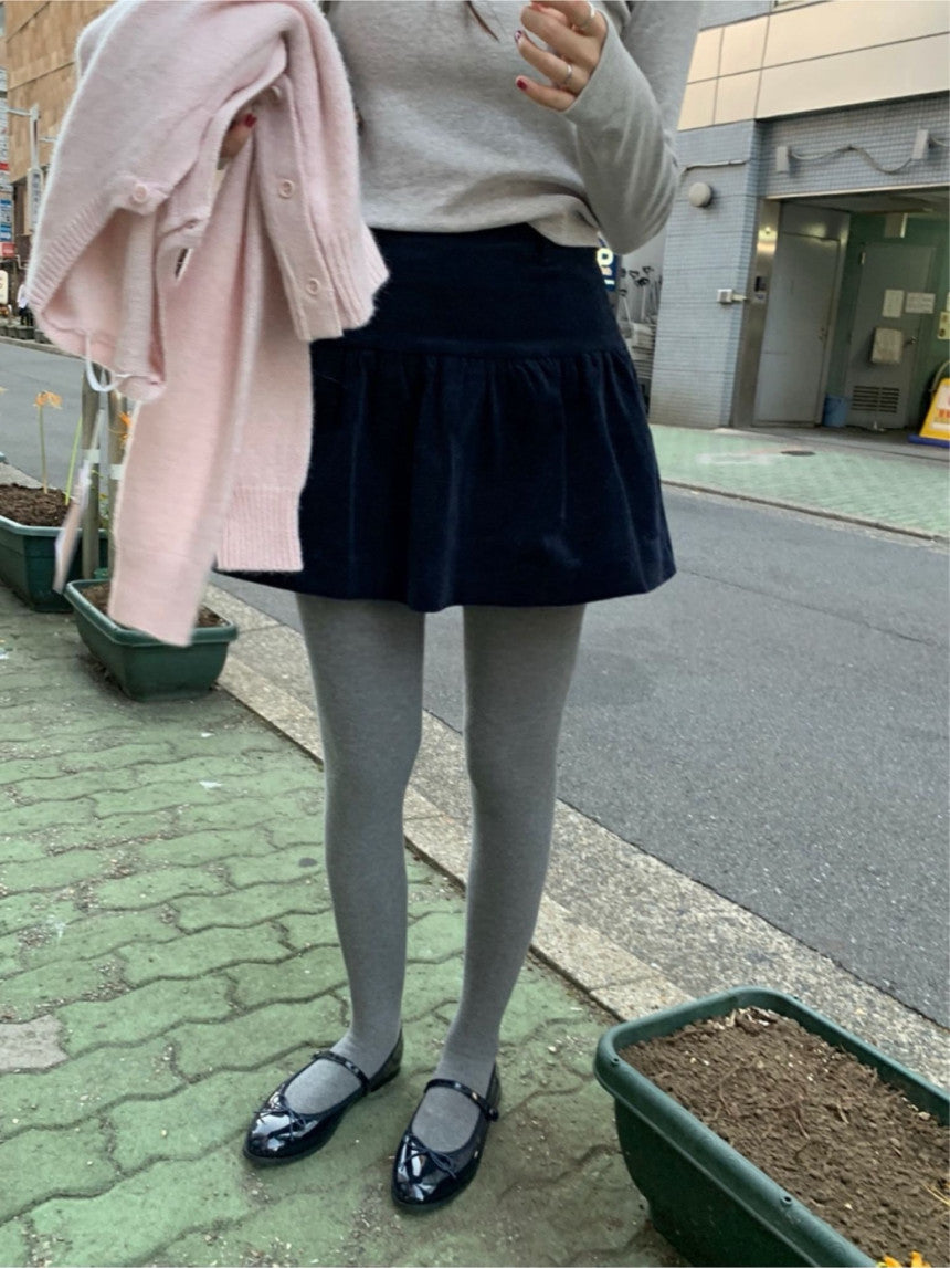 Corduroy frill skirt-2col