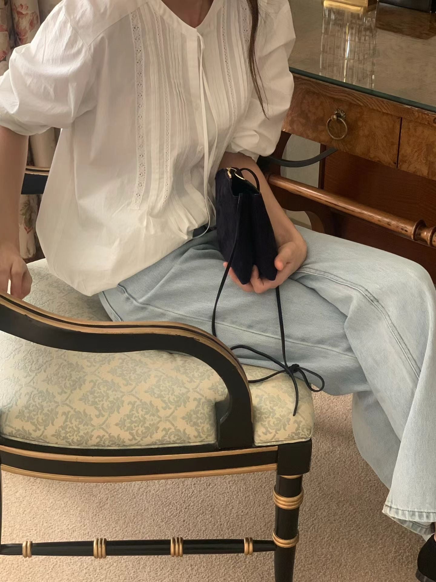 即納 Ounce kity pintuck blouse