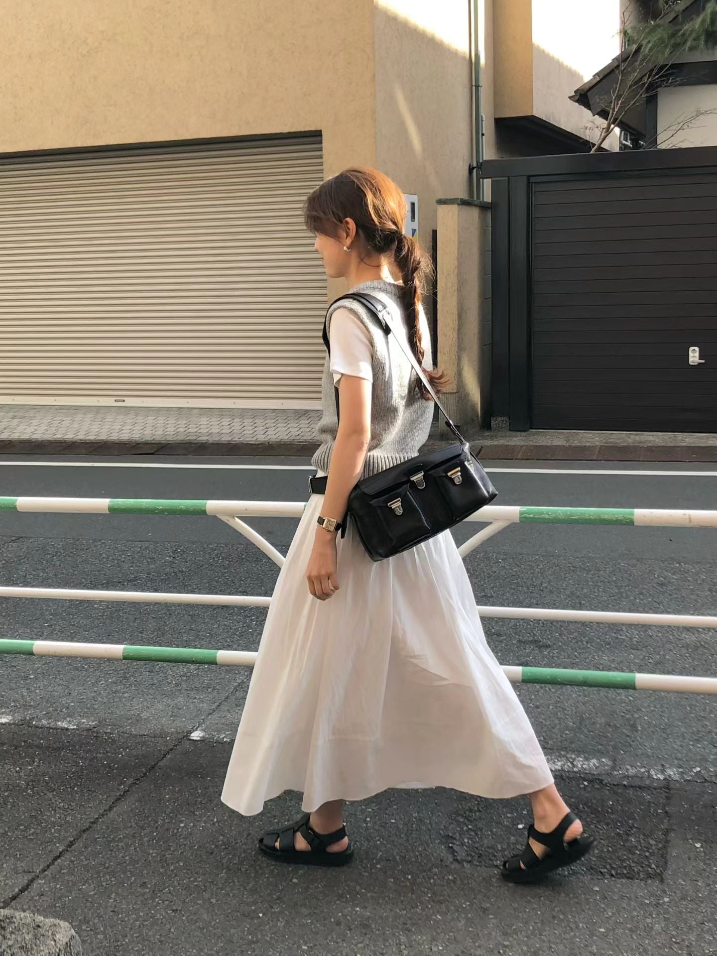 Ounce letter shirring skirt-2col