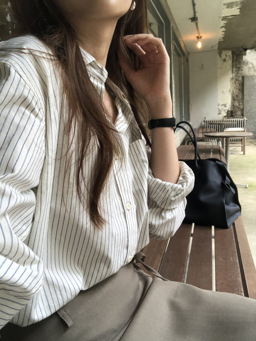 Ore pin stripe shirt-2col