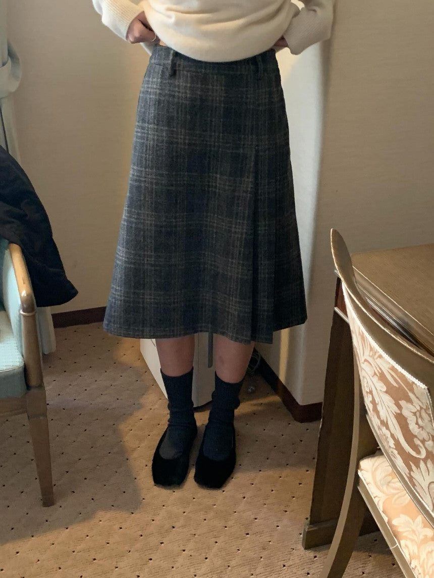 weev check wool skirt