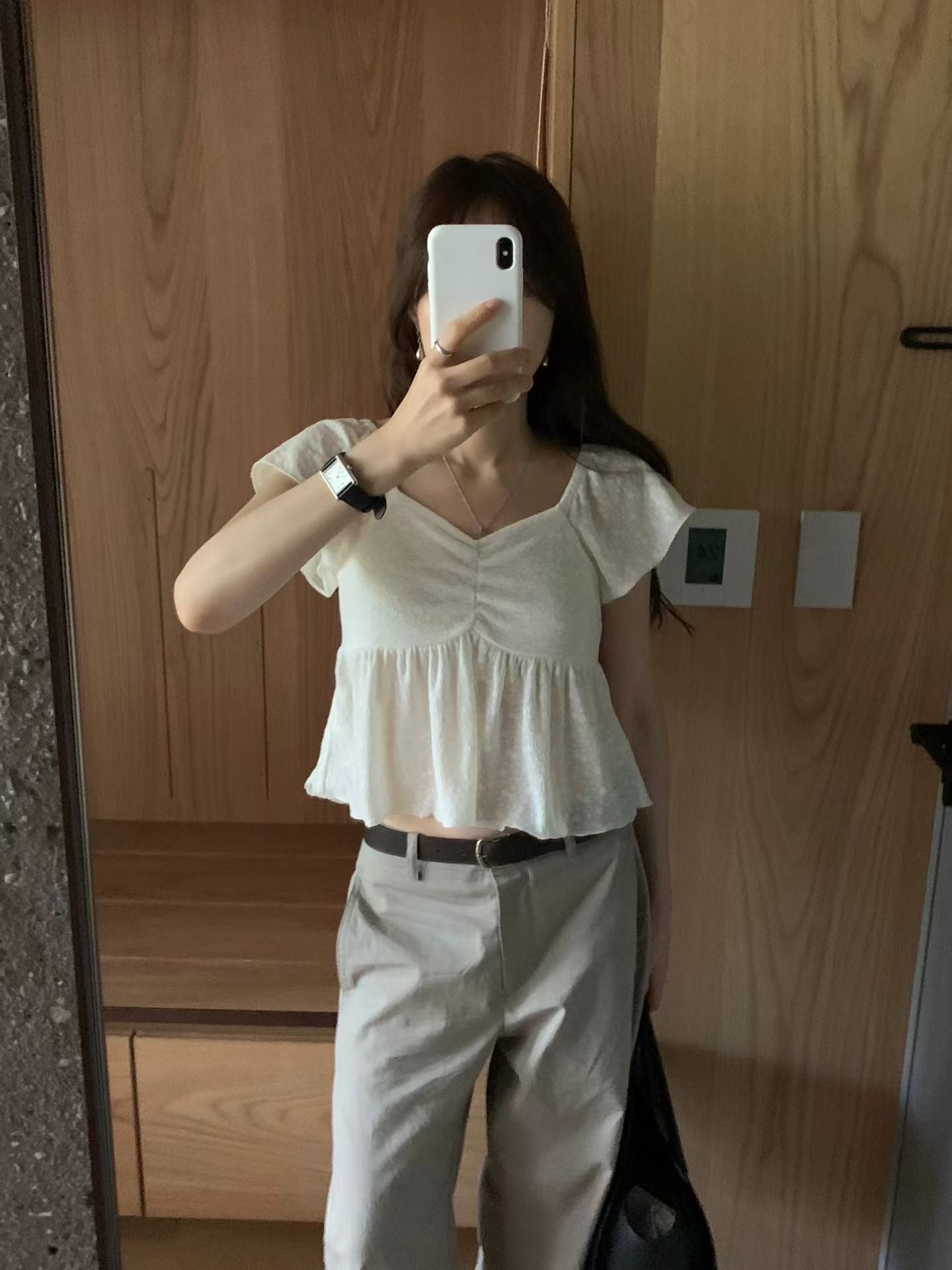 Ounce liss shirring blouse-2col
