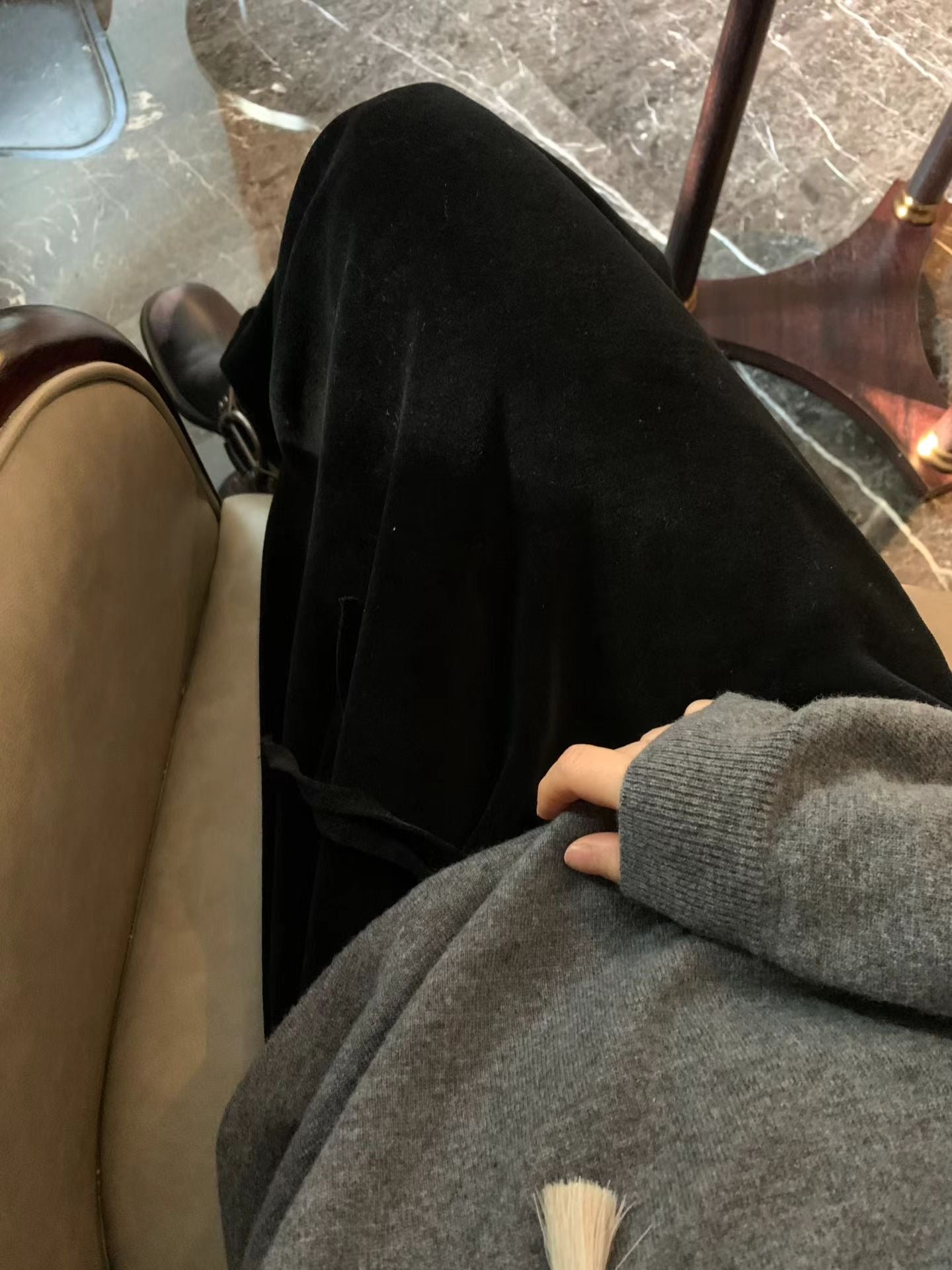 Ounce velvet string maxi skirt