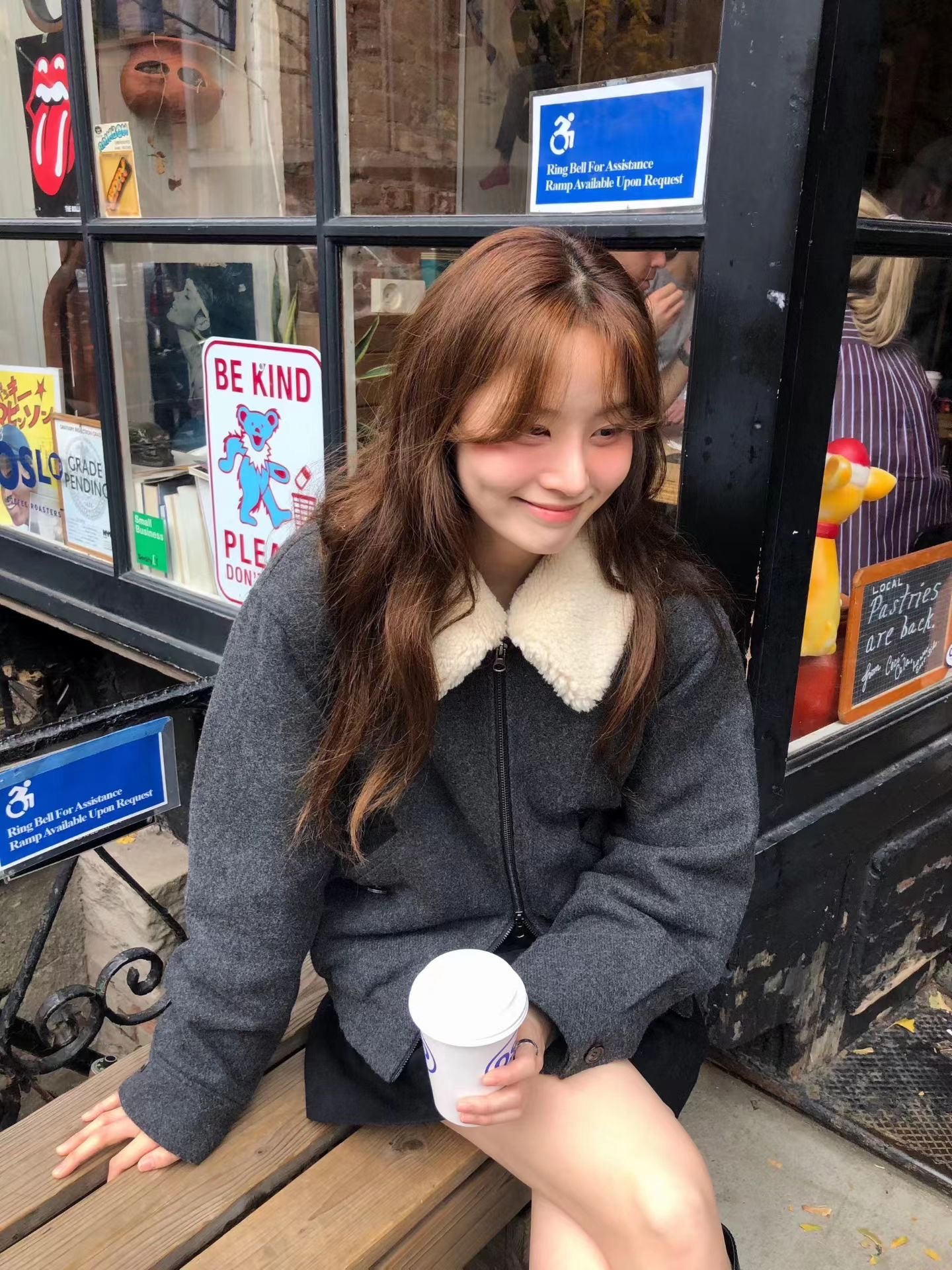 Ounce teddy wool fur Collar jacket-2col