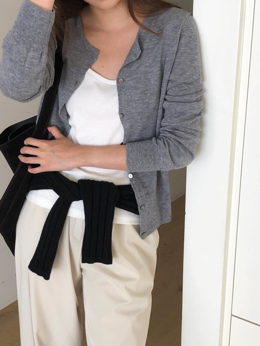 Ollive merino woo cardigan-3col