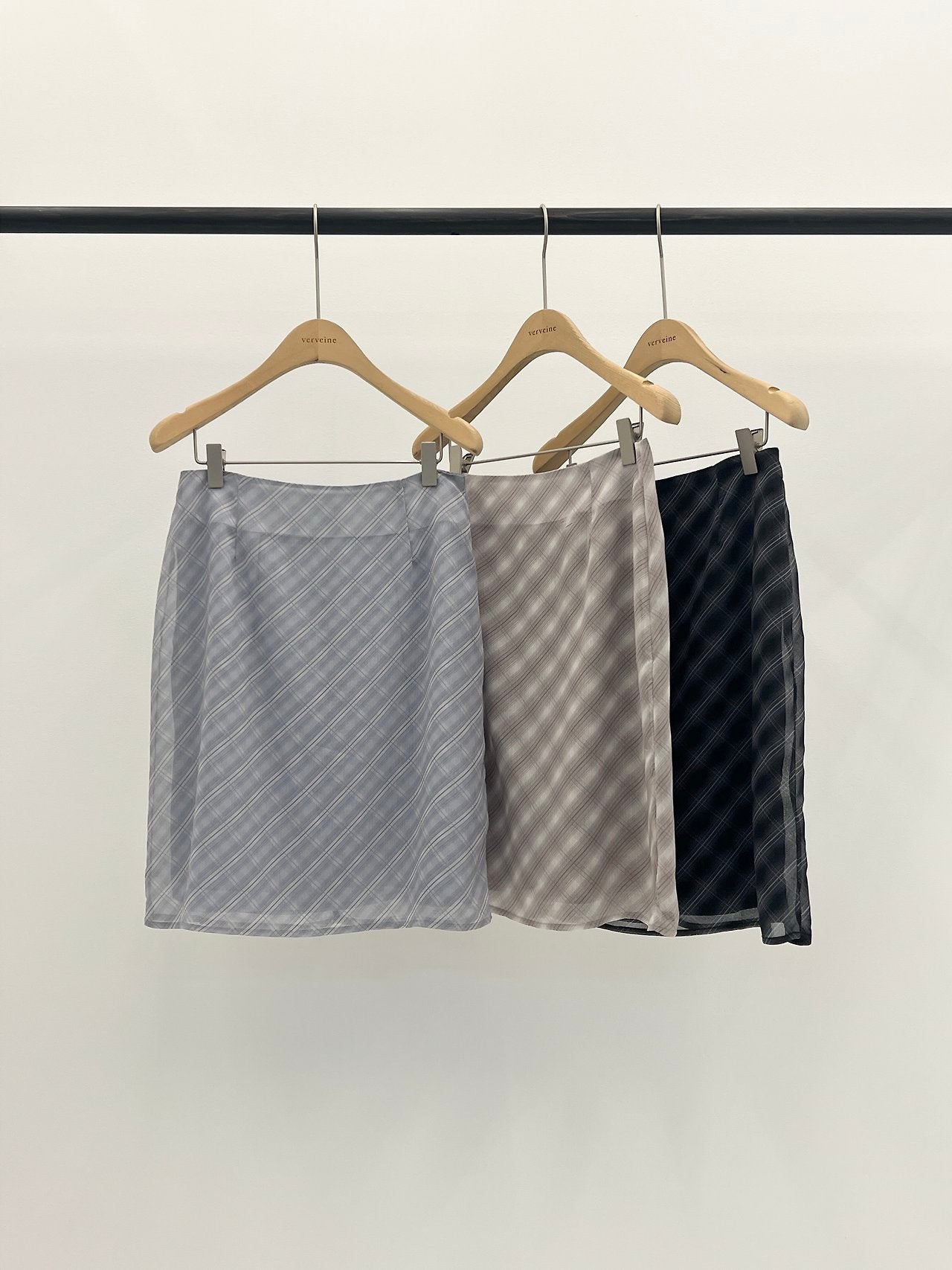 Loen check midi skirt-3col