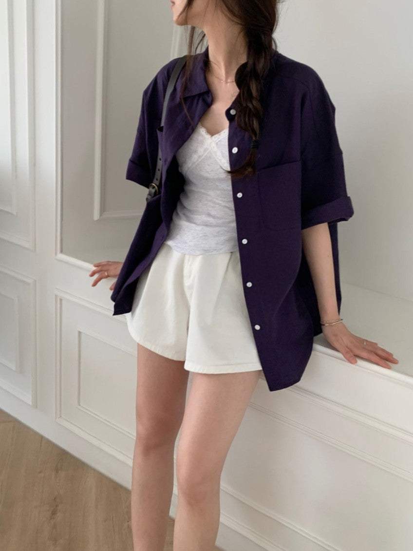 boy fit linen shirt-4col
