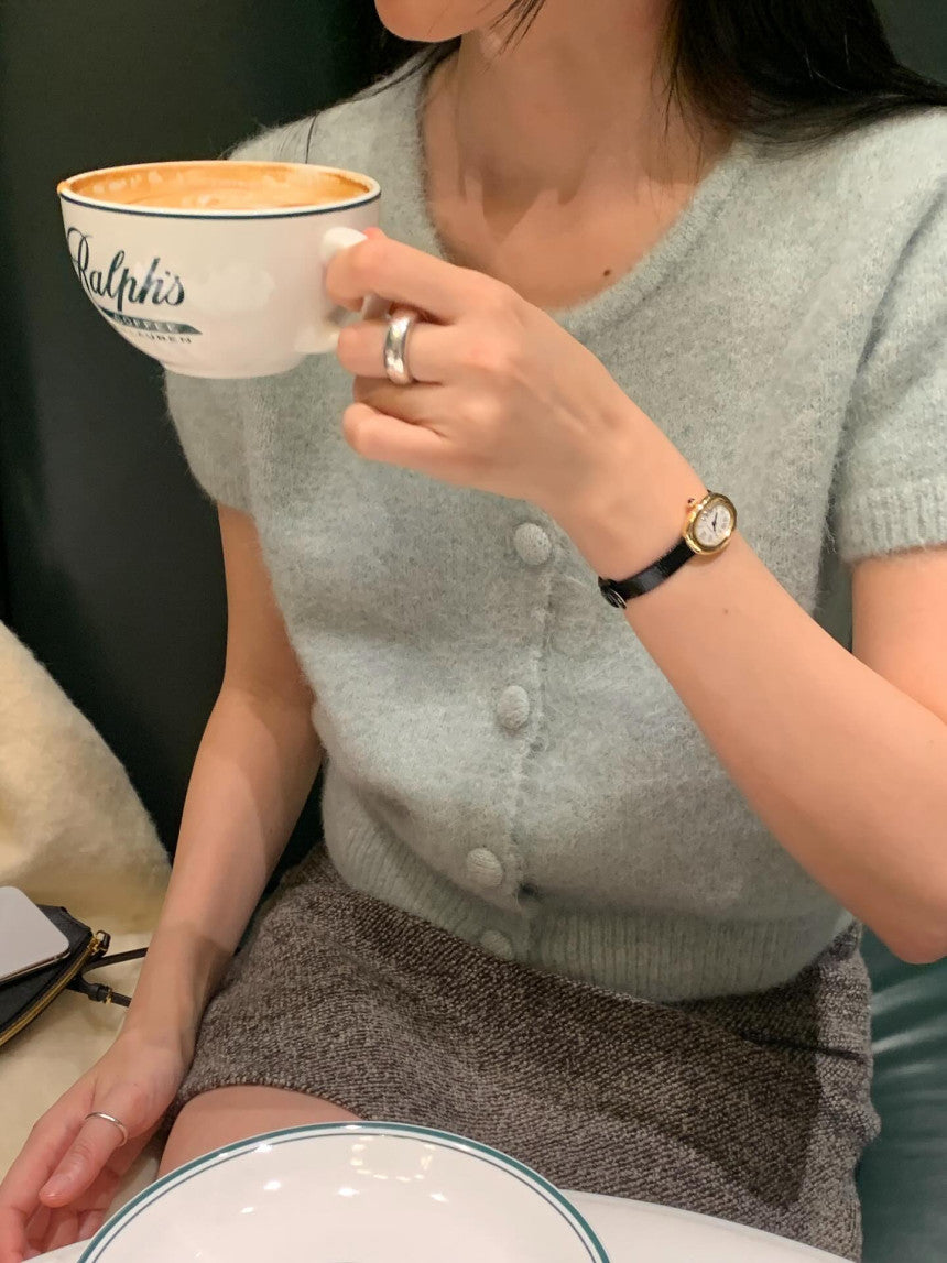 Want alpaca half cardigan-4col