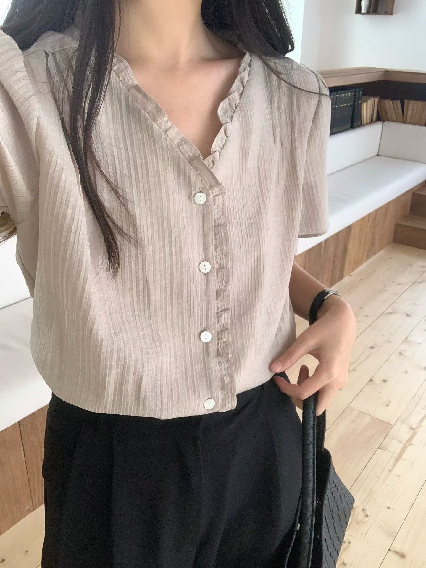 summer ove frill blouse-3col