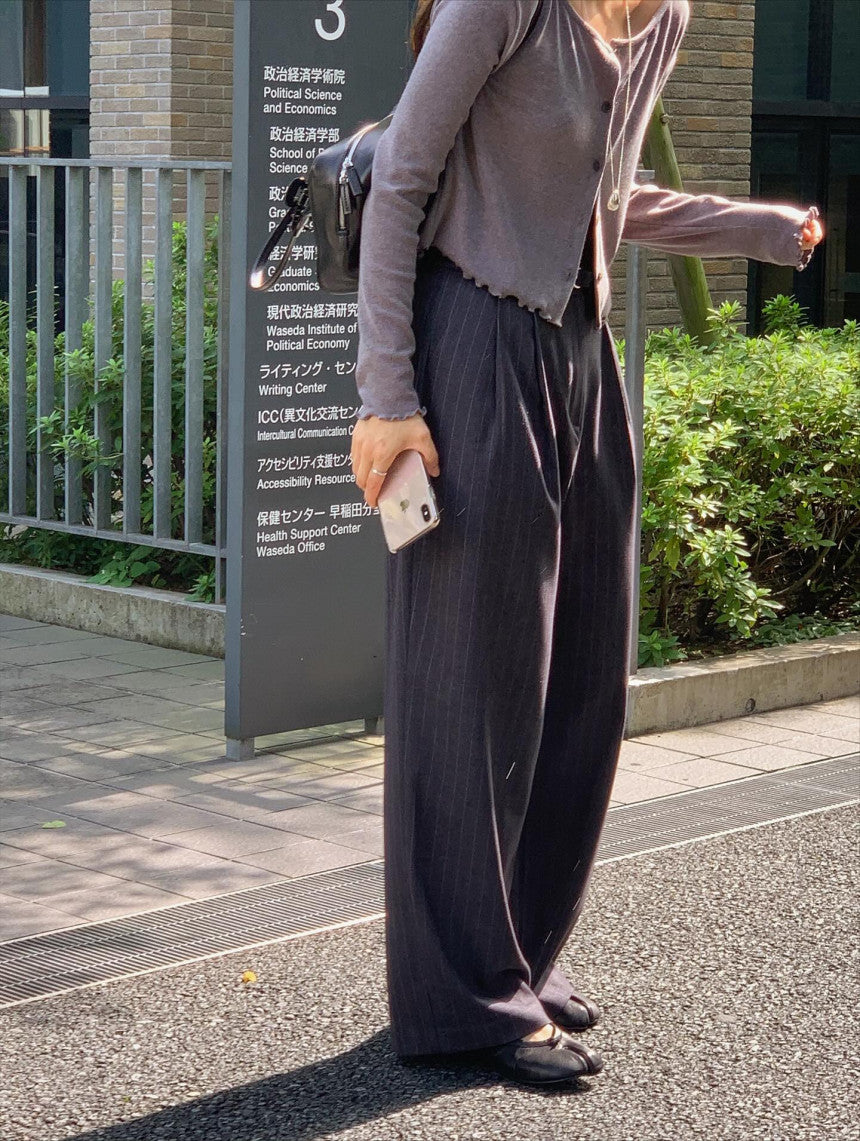 liter bound wool stripe slacks-2col