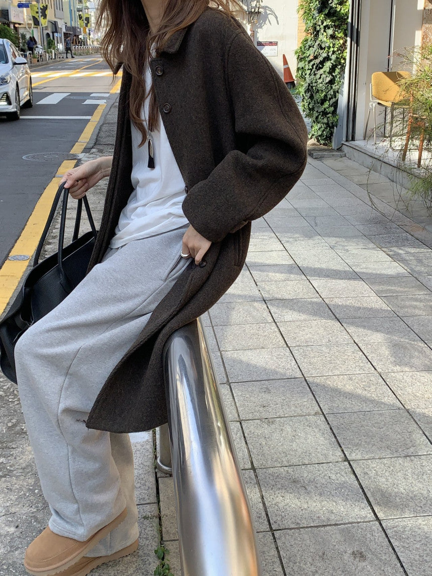 Luce wool twill melange coat-2col