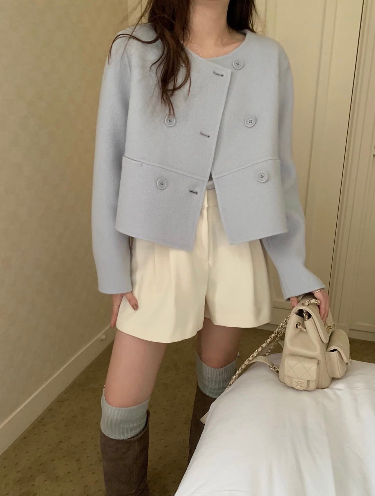 Mini short double handmade coat-3col