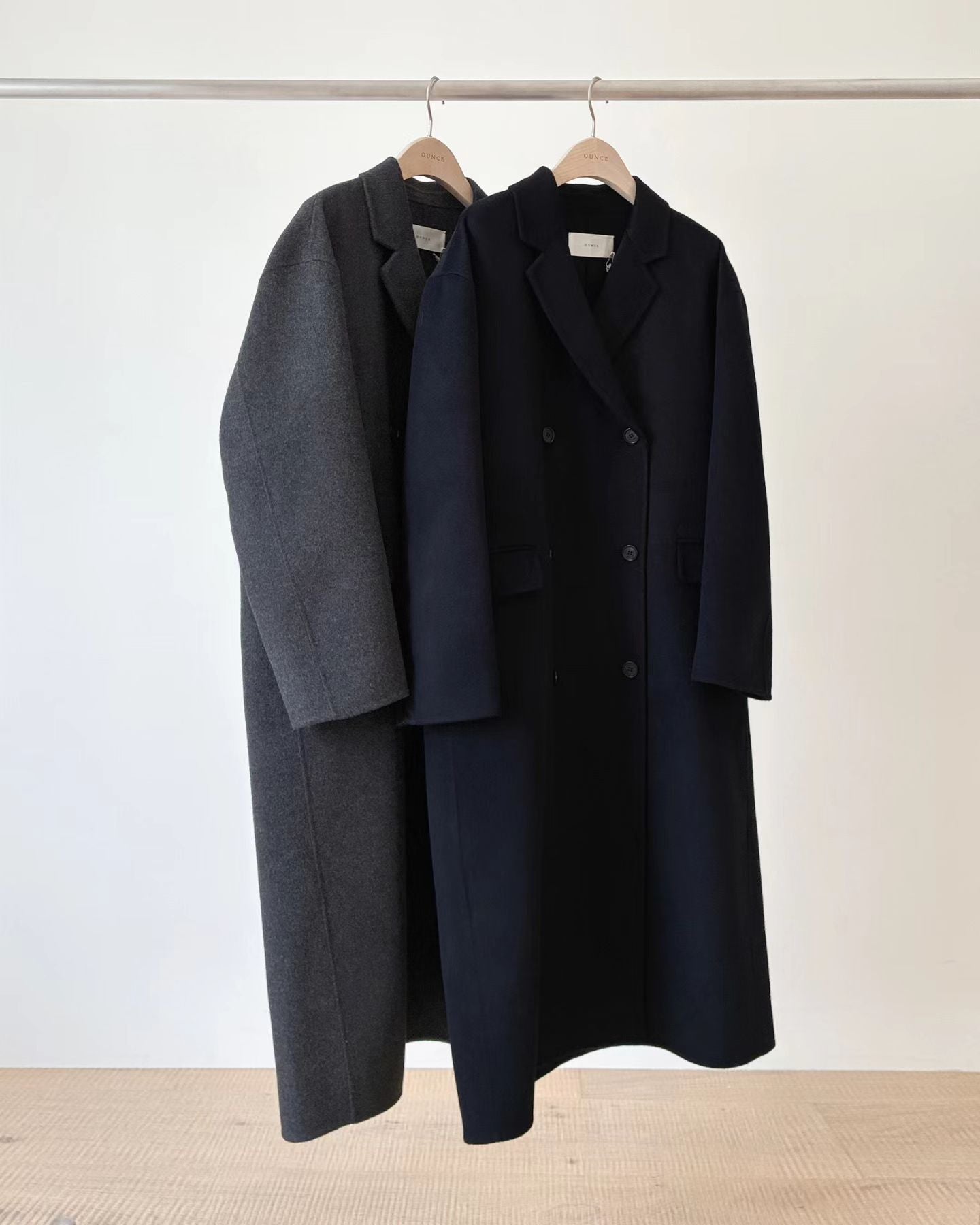 Ounce cashmere double over coat-2col