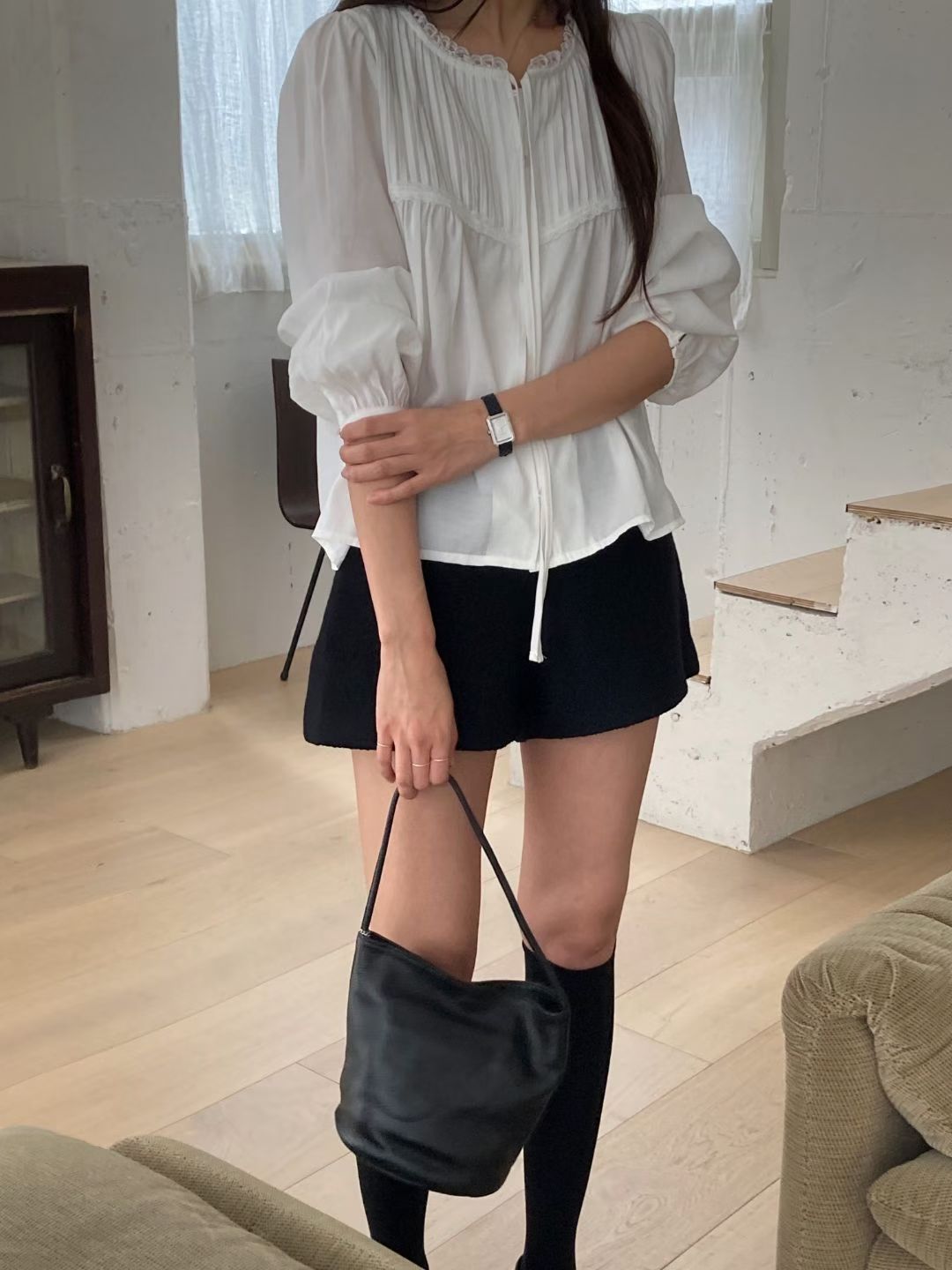 Maroon pintuck blouse