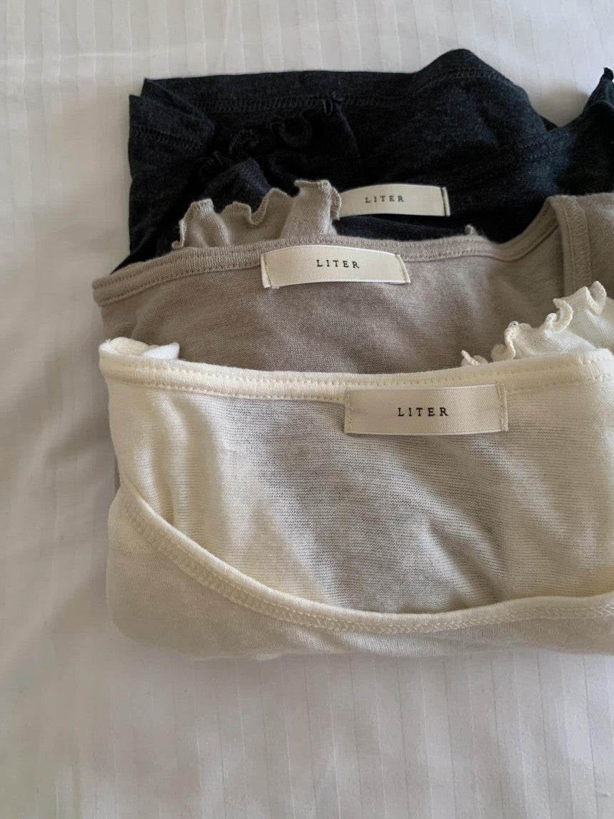 liter rich wool frill T-3col