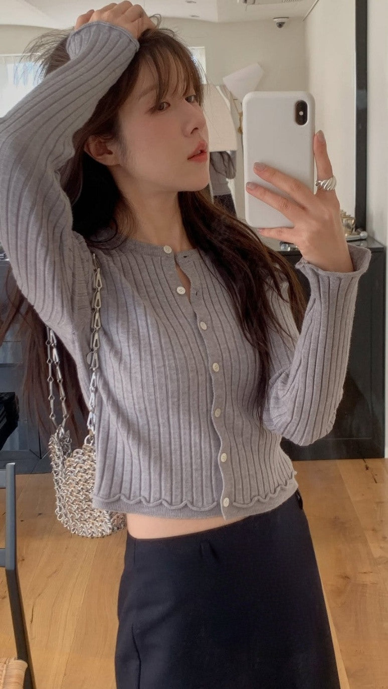 hey rib cardigan-4col