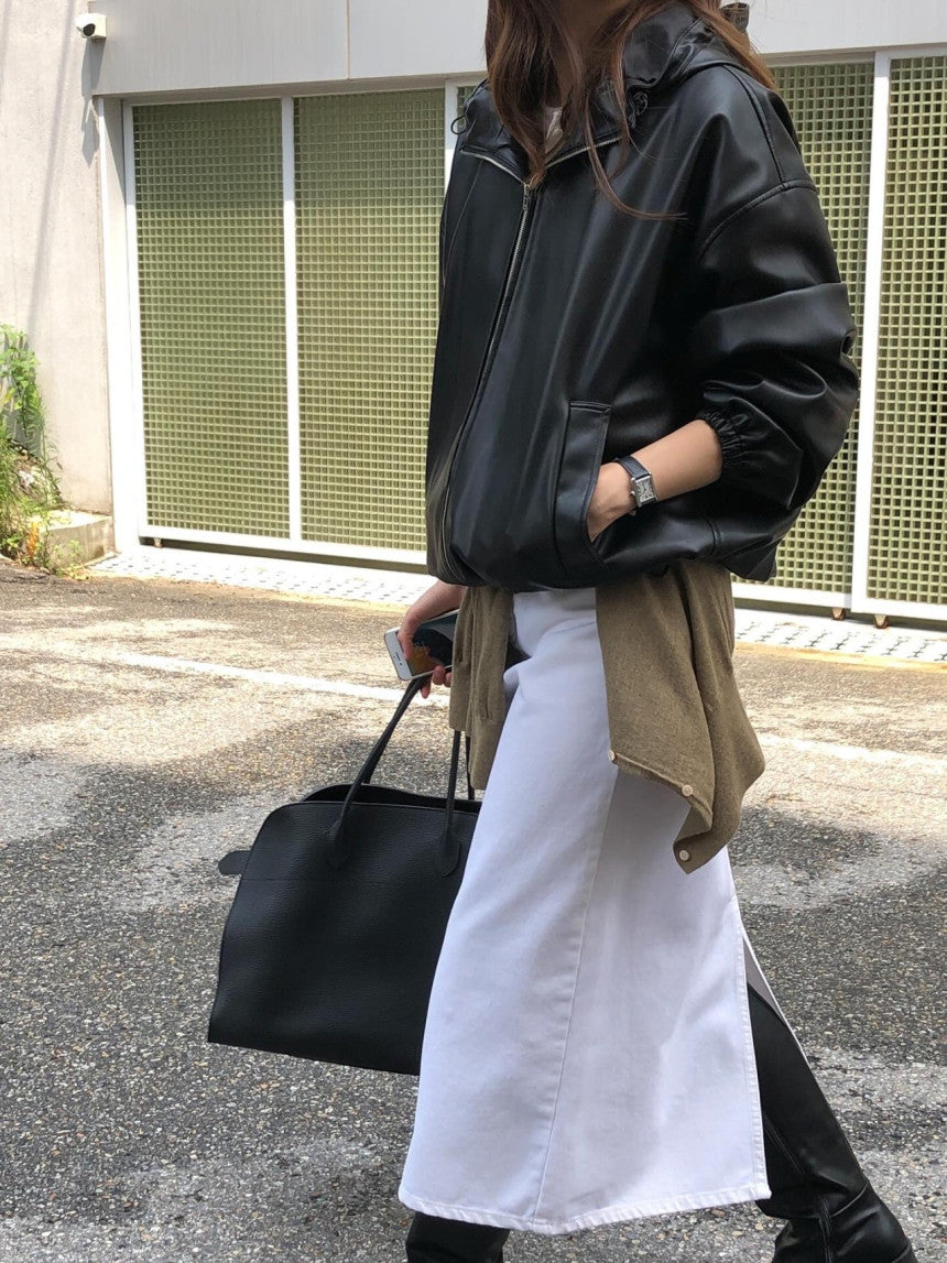 Hyde vegan leather hood blouson
