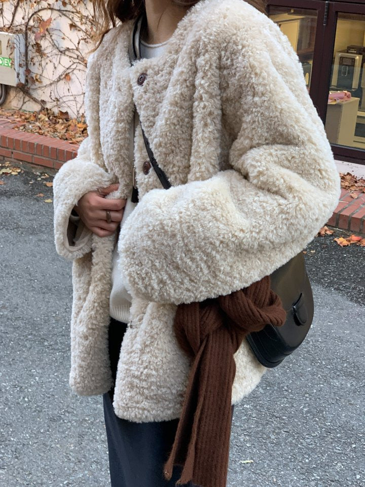 Lozan round neck fur jacket