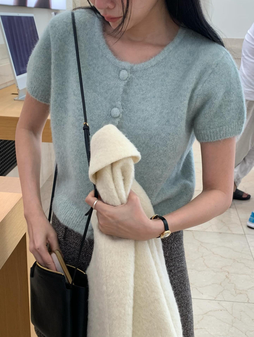 Want alpaca half cardigan-4col