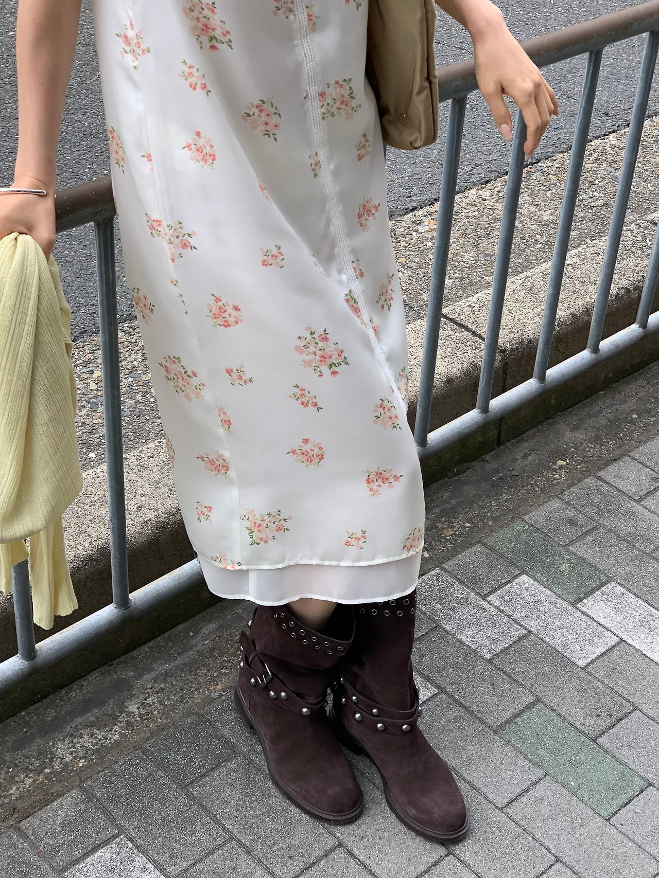 Rosy flower midi layered onepiece