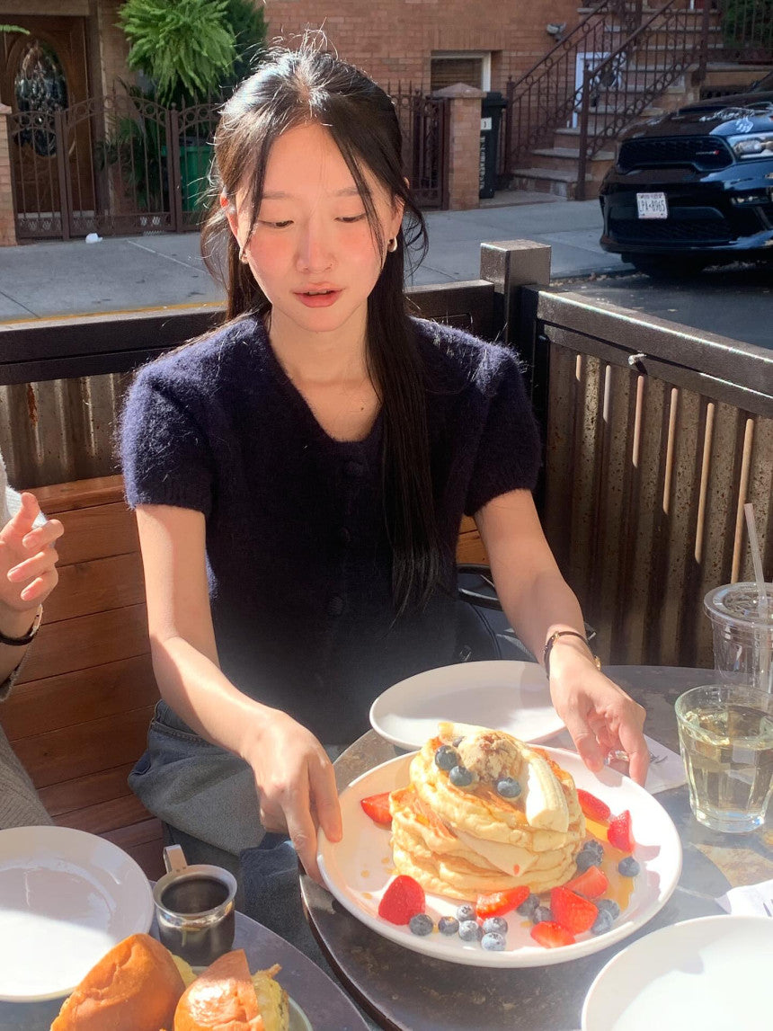 Want alpaca half cardigan-4col