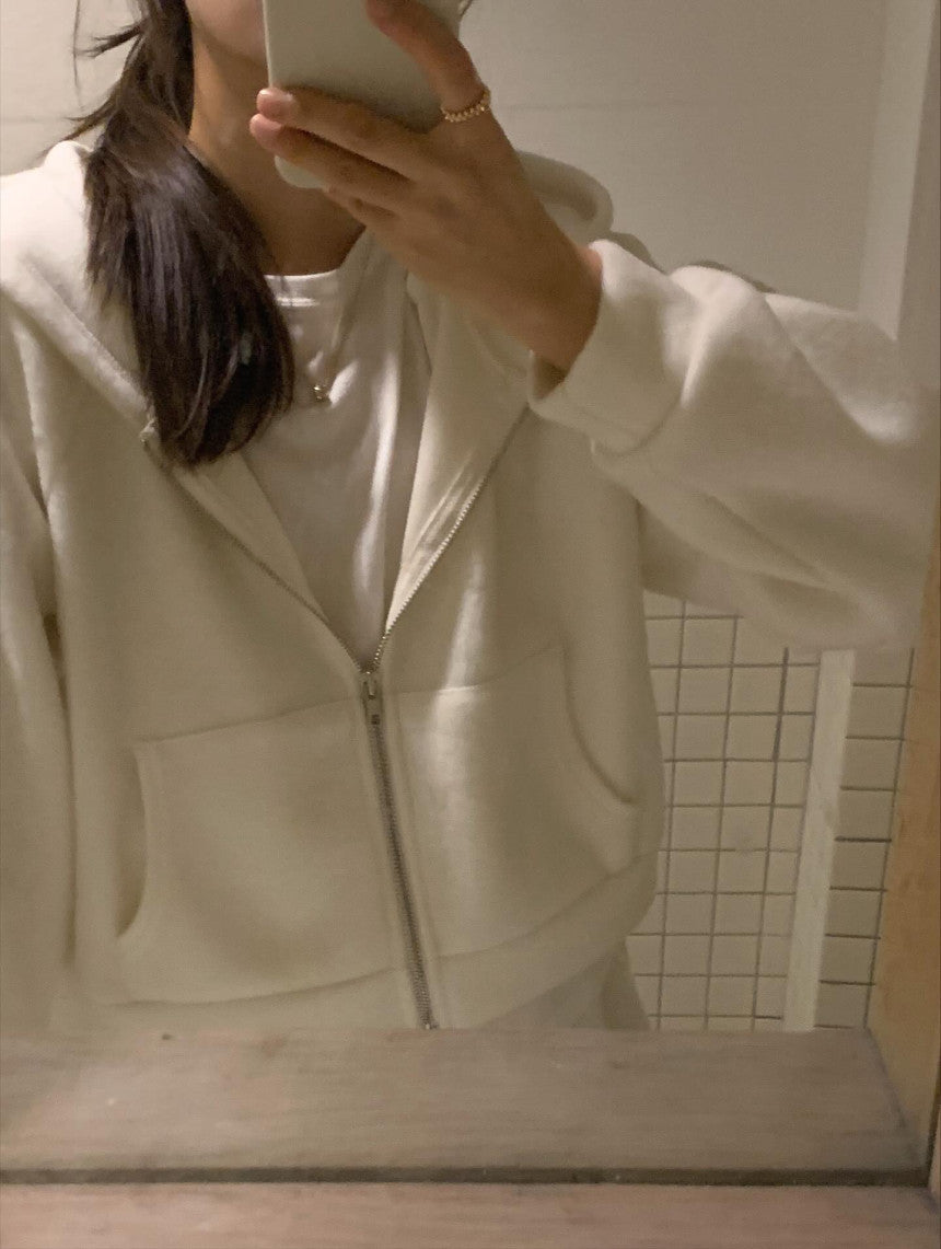 liter pony wool hood zip up-2col