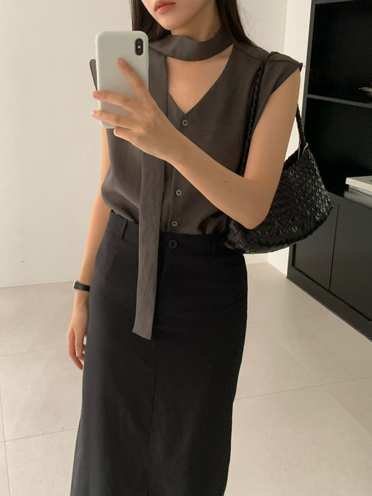 selly tie blouse-2col