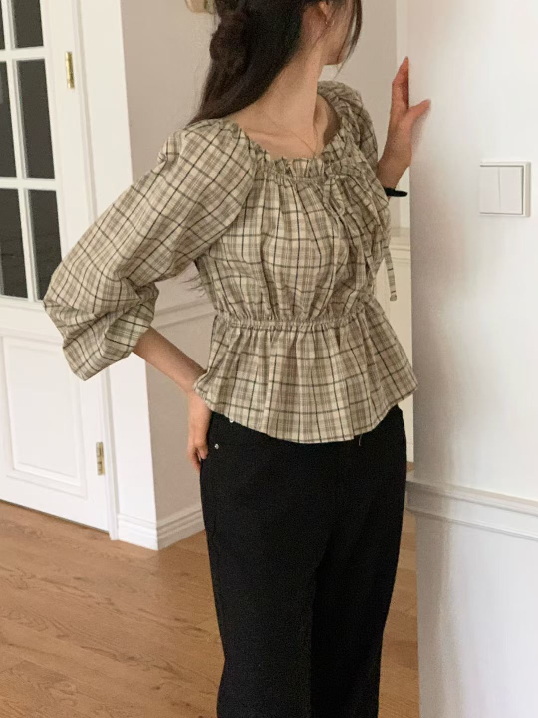 Michelle check blouse-2col